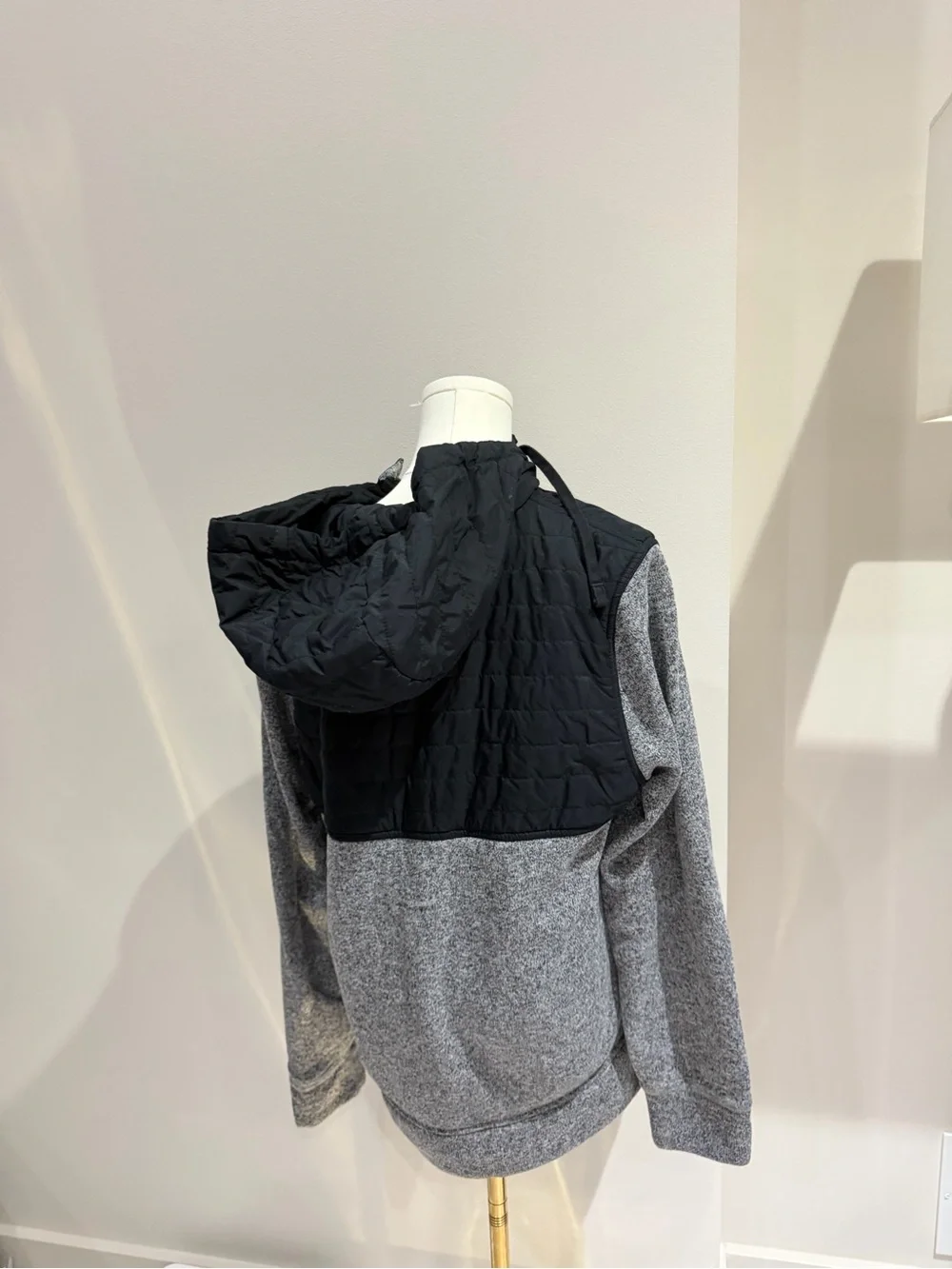 Banana Republic Grey and Black Hooded Mixed-Material Jacket